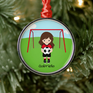 Adorno Metálico Navidades del Chica de fútbol femenino personaliza