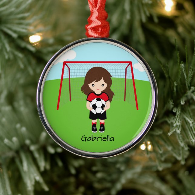 Adorno Metálico Navidades del Chica de fútbol femenino personaliza (Árbol)