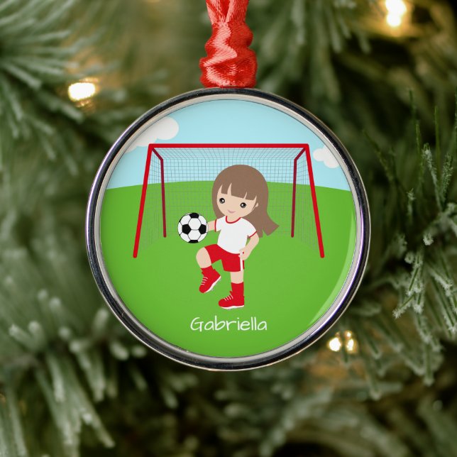 Adorno Metálico Navidades del Chica de fútbol femenino personaliza (Árbol)