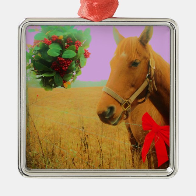Adorno Metálico Navidades del cielo rosa retro Caballo (Frente)
