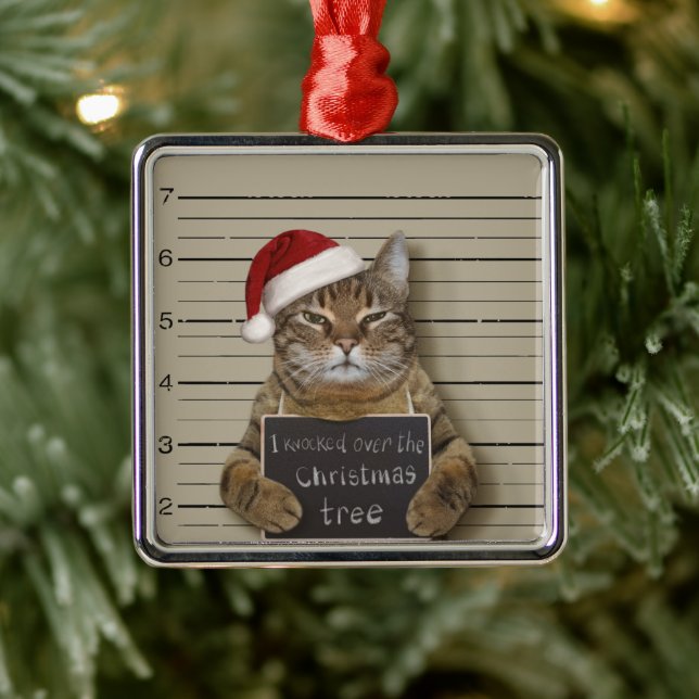 Adorno Metálico Navidades del gato Mugshot (Árbol)
