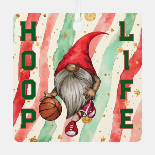 Adorno Metálico Navidades del Hoop Life Basketball Sport Gnome (Anverso)