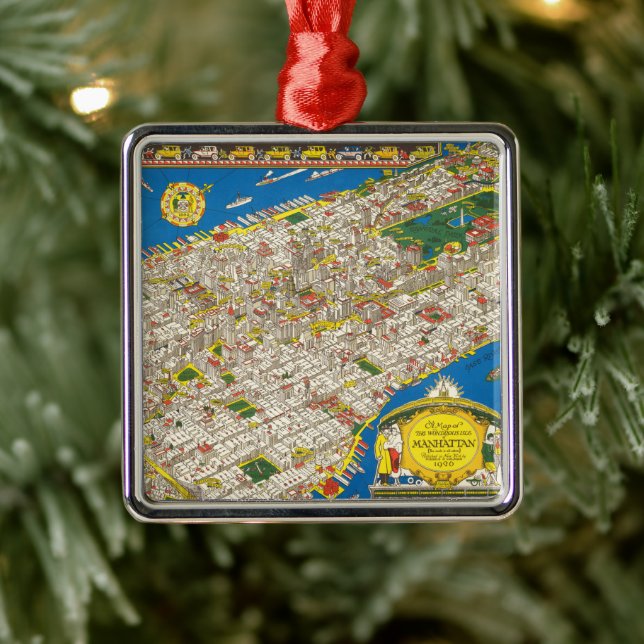 Adorno Metálico Navidades del Mapa de Manhattan Restaurados de la  (Árbol)