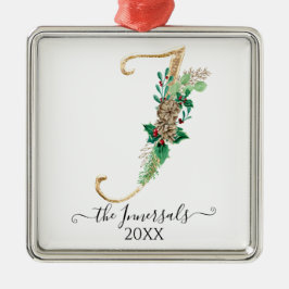 Adorno Metálico Navidades del Monograma I Purpurina de oro Pine Co