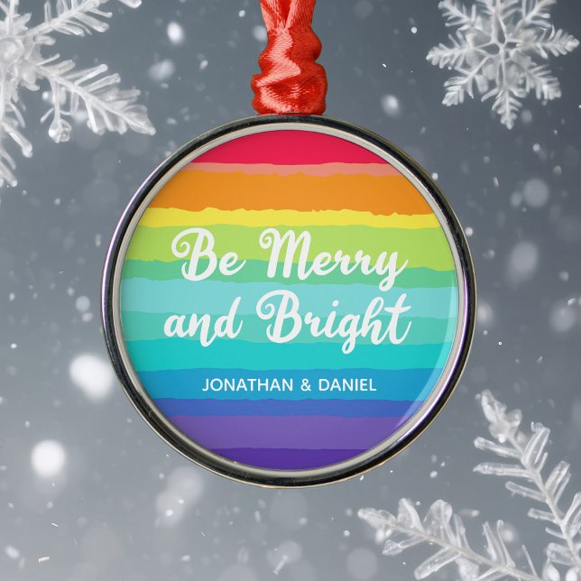 Adorno Metálico Navidades del Orgullo Gay Arcoiris y Personalizado (Subido por el creador)