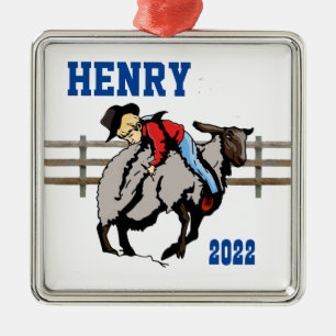 Adorno Metálico Navidades del Rodeo Occidental de Cowboy Kid Mutto