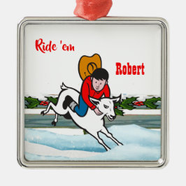 Adorno Metálico Navidades del Rodeo Occidental Kid Mutton Buster