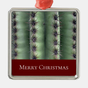 Adorno Metálico Navidades Desierto Cactus Verde Rojo Suroeste