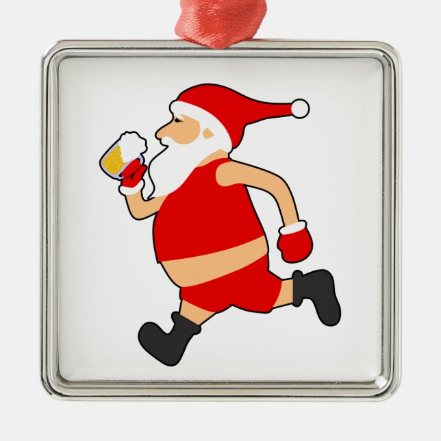 Adorno Metálico navidades divertidos de cerveza santa (Frente)