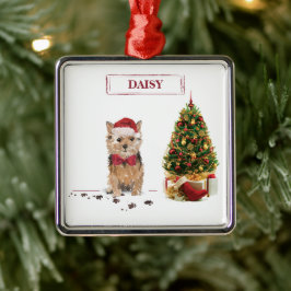 Adorno Metálico Navidades divertidos de Norfolk Terrier con árbol