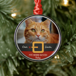 Adorno Metálico Navidades divertidos Santa Cat Foto y Personalizad