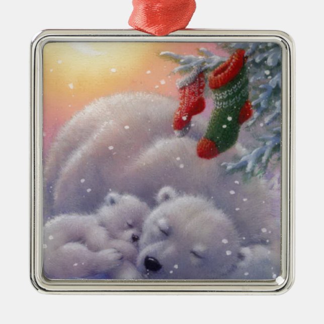 Adorno Metálico Navidades durmientes osos osos polares (Frente)