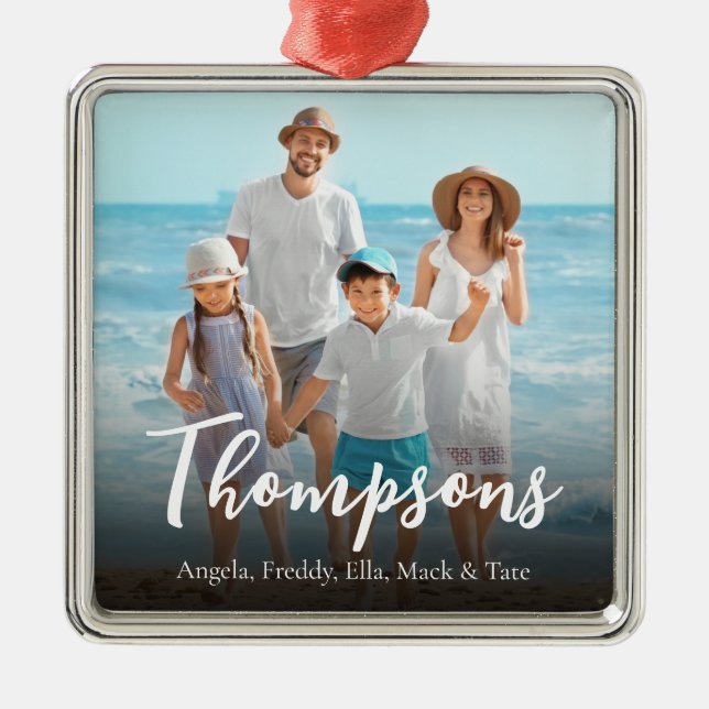 Adorno Metálico Navidades Elegant Photo Simple Calligraphy Script (Frente)