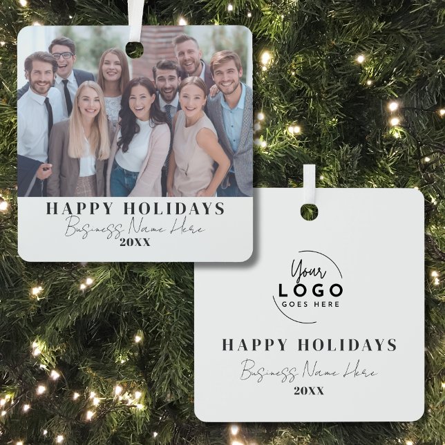 Adorno Metálico Navidades empresariales (Black And White Corporate Business Christmas Metal Ornament )