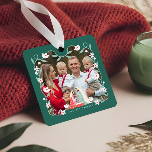 Adorno Metálico Navidades Escena de la Natividad Religiosa Foto Ke (Christmas Religious Nativity Scene Photo Keepsake Metal Ornament)