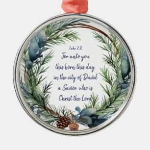 Adorno Metálico Navidades Escritura Luke 2:11 Cardinal Bird