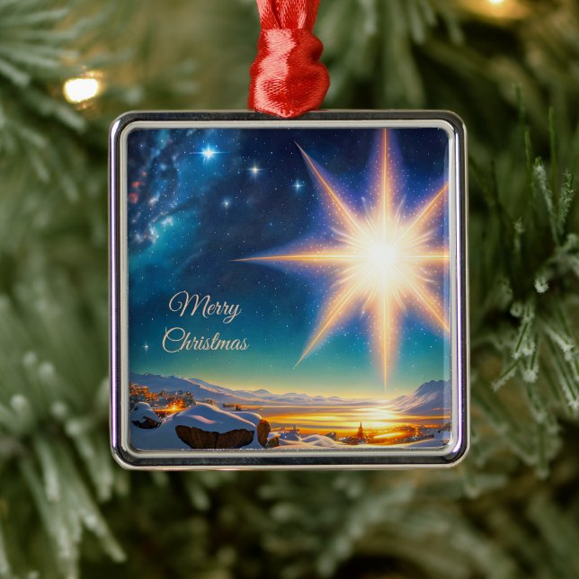 Adorno Metálico Navidades estrella, encantador paisaje invernal de (Árbol)