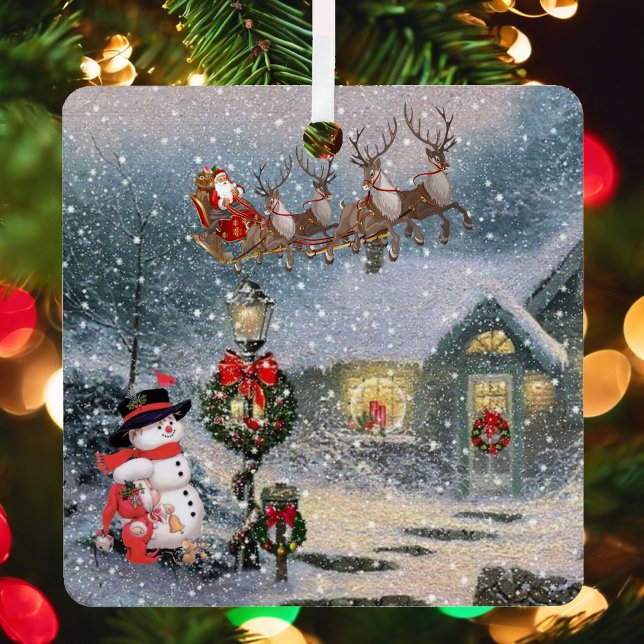 Adorno Metálico Navidades Eve Winter Nieve Santa Sleigh Año (Subido por el creador)