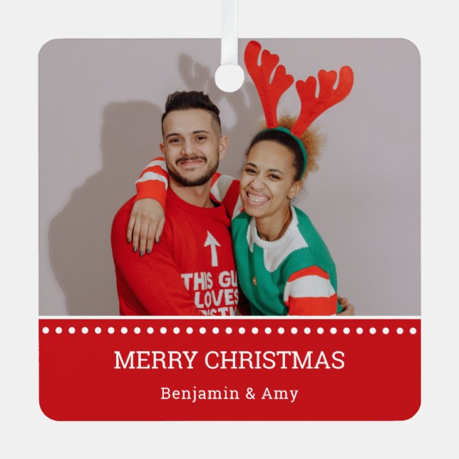 Adorno Metálico Navidades feos campeones de suéter rojo foto (Anverso)