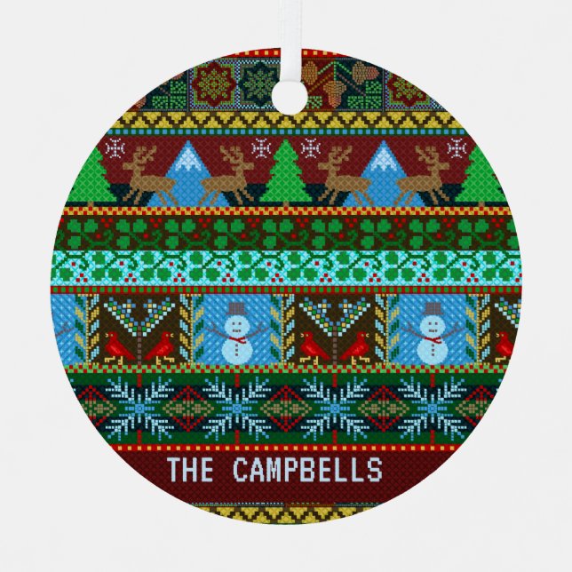 Adorno Metálico Navidades feos de punto suéter reno | Nombre (Anverso)