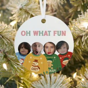Adorno Metálico Navidades feos Sweater Funny Face Personalizado