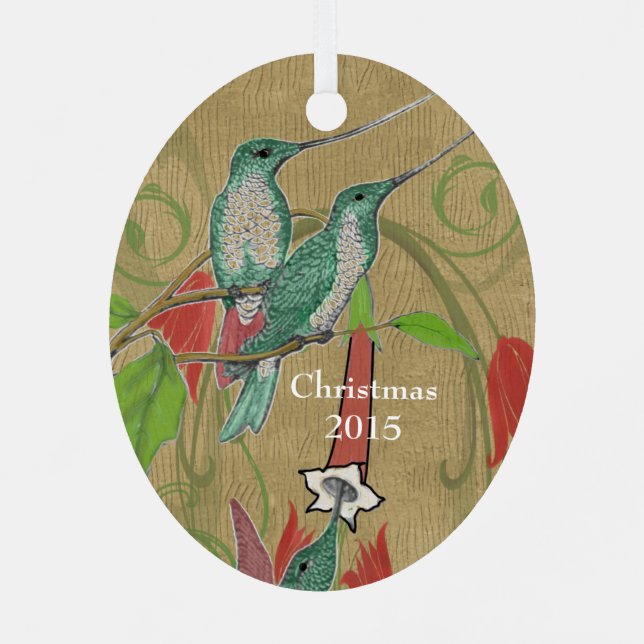 Adorno Metálico Navidades Fotografía de familia Viñetas Hummingbir (Reverso )