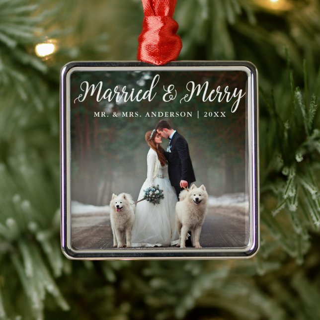 Adorno Metálico Navidades fotográficos casados y Bodas de merry (Árbol)