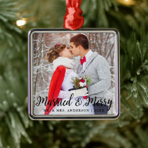 Adorno Metálico Navidades fotográficos casados y Bodas de merry B