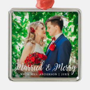 Adorno Metálico Navidades fotográficos casados y Bodas de merry W