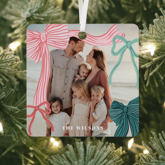 Adorno Metálico Navidades fotográficos Coquette Red & Gree Bows (in situ)