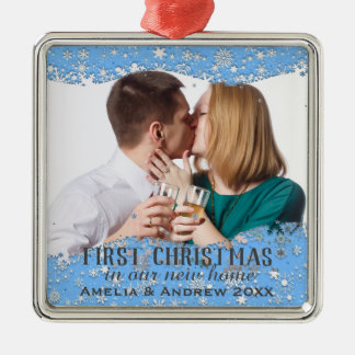 Adorno Metálico Navidades fotográficos Personalizados con copos de