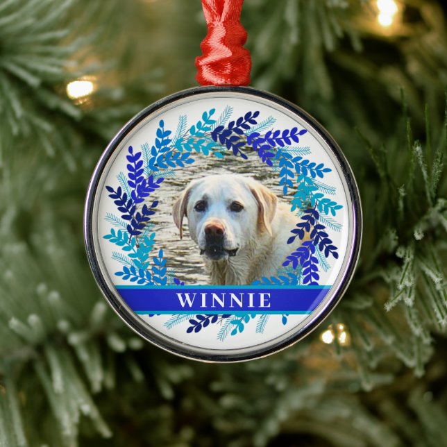 Adorno Metálico Navidades fotográficos personalizados mascotas Blu (Árbol)