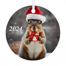 Navidades Fox Squirrel con un Sombrero