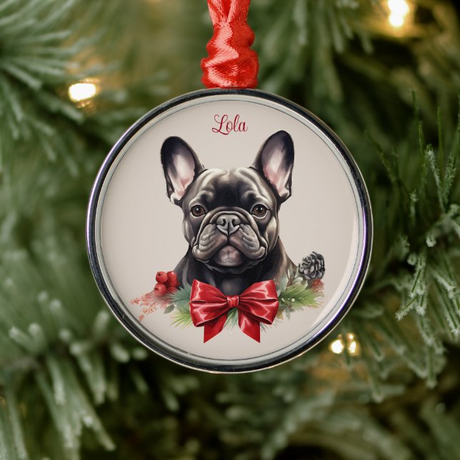 Adorno Metálico Navidades franceses Bulldoges Mascota Perro conmem (Árbol)