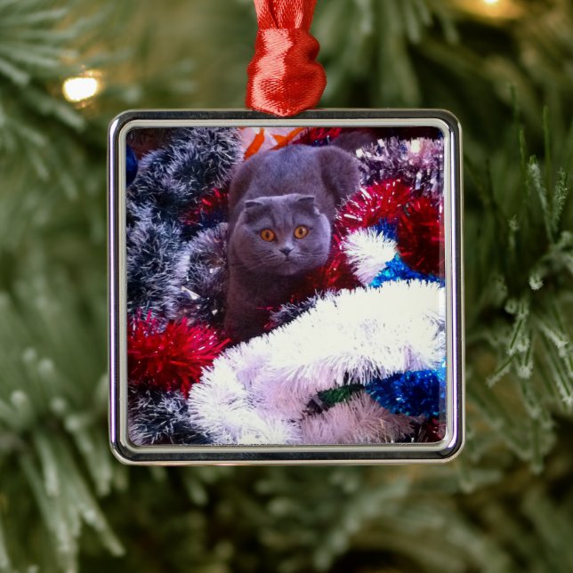 Adorno Metálico Navidades gato azul británico (Árbol)