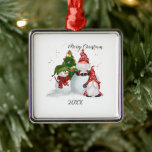 Adorno Metálico Navidades Gnomes<br><div class="desc">Ornamento Metalizado de los Navidades de Feliz Navidad Gnomes</div>