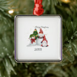Adorno Metálico Navidades Gnomes<br><div class="desc">Ornamento Metalizado de los Navidades de Feliz Navidad Gnomes</div>