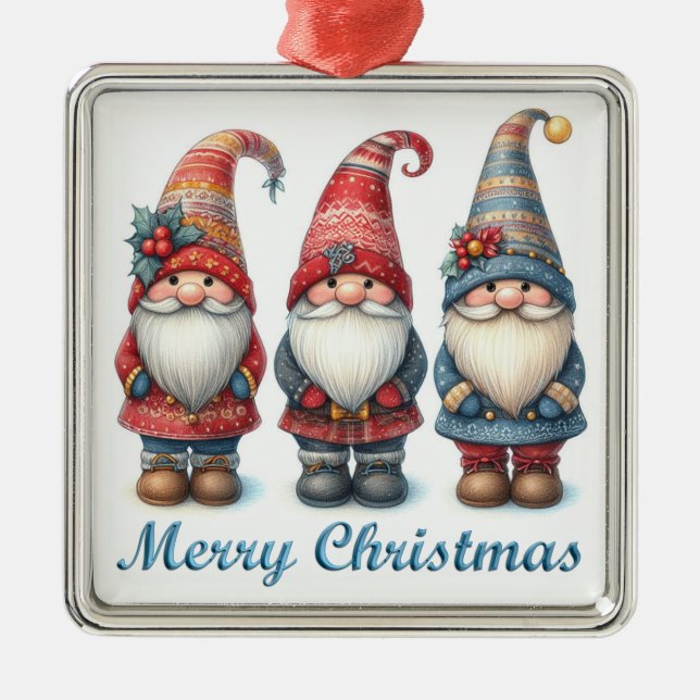 Adorno Metálico Navidades Gnomes Trio Ornament (Frente)