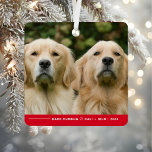 Adorno Metálico Navidades graciosos de fotos de perros con Humbug<br><div class="desc">Celebra las vacaciones con un toque de humor y encanto con nuestro divertido ornamento Metalizado personalizado con Navidades humorísticos de perros de peluche de cerdo! Este adorno lúdico es perfecto para los propietarios mascotas a los que les encanta mostrar a sus peludos amigos con un poco de sabor de temporada....</div>