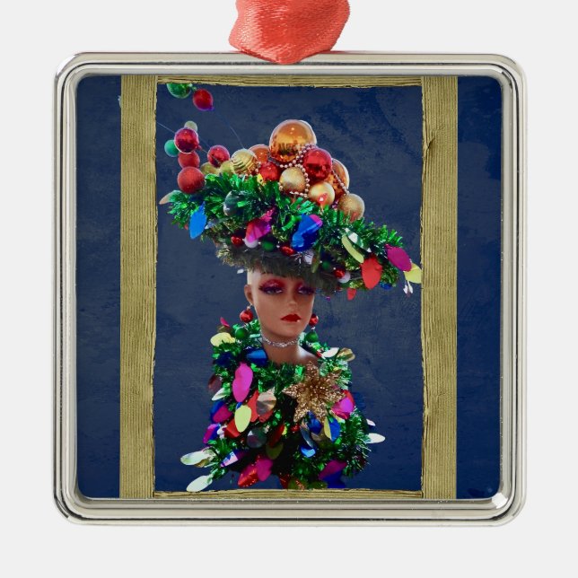 Adorno Metálico Navidades Gran Derby Fiesta Gorra con bolas de col (Frente)