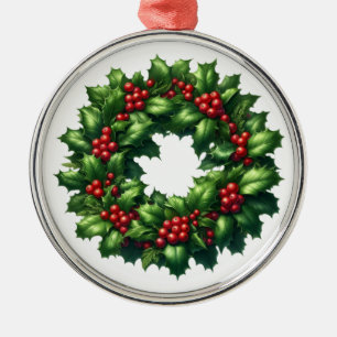 Adorno Metálico Navidades Holly Wreath Ornament