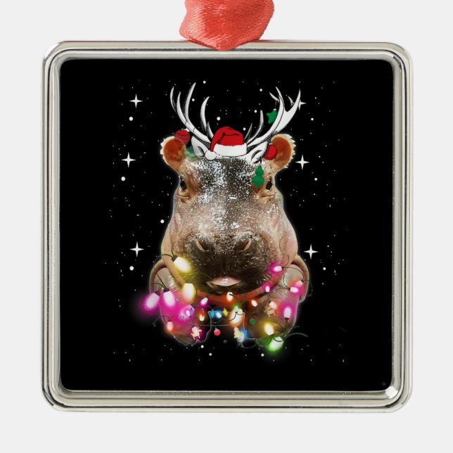 Adorno Metálico Navidades Iluminan Hippo Fiona Hippopótamo Lover (Frente)