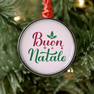 Adorno Metálico Navidades italianos rojos y verdes de Buon Natale