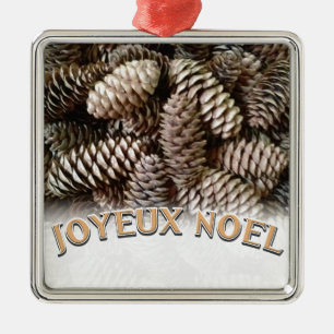 Adorno Metálico Navidades Joyeux Noel Holiday Pine Cone