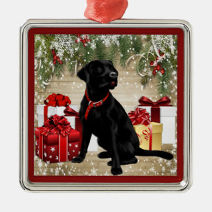 ADORNO METÁLICO NAVIDADES LABRADOR NEGRO