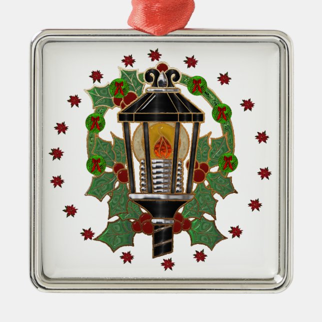 Adorno Metálico Navidades Lantern Stain Glass Art Deco (Frente)