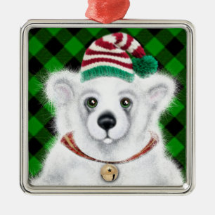 Adorno Metálico Navidades lindo oso polar cachorro, cachorro de os