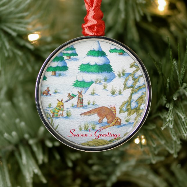 Adorno Metálico navidades lindos de zorro y conejo (Árbol)