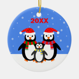 Adorno Metálico Navidades lindos pingüinos agregar nombre fecha de