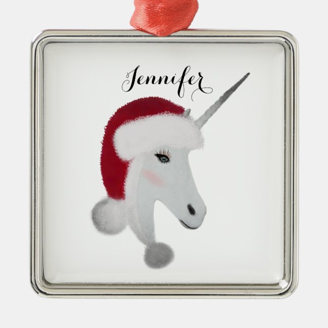 Adorno Metálico Navidades mágicos de unicornio personalizados (Frente)